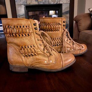 Rampage Tan Ankle Combat Boots